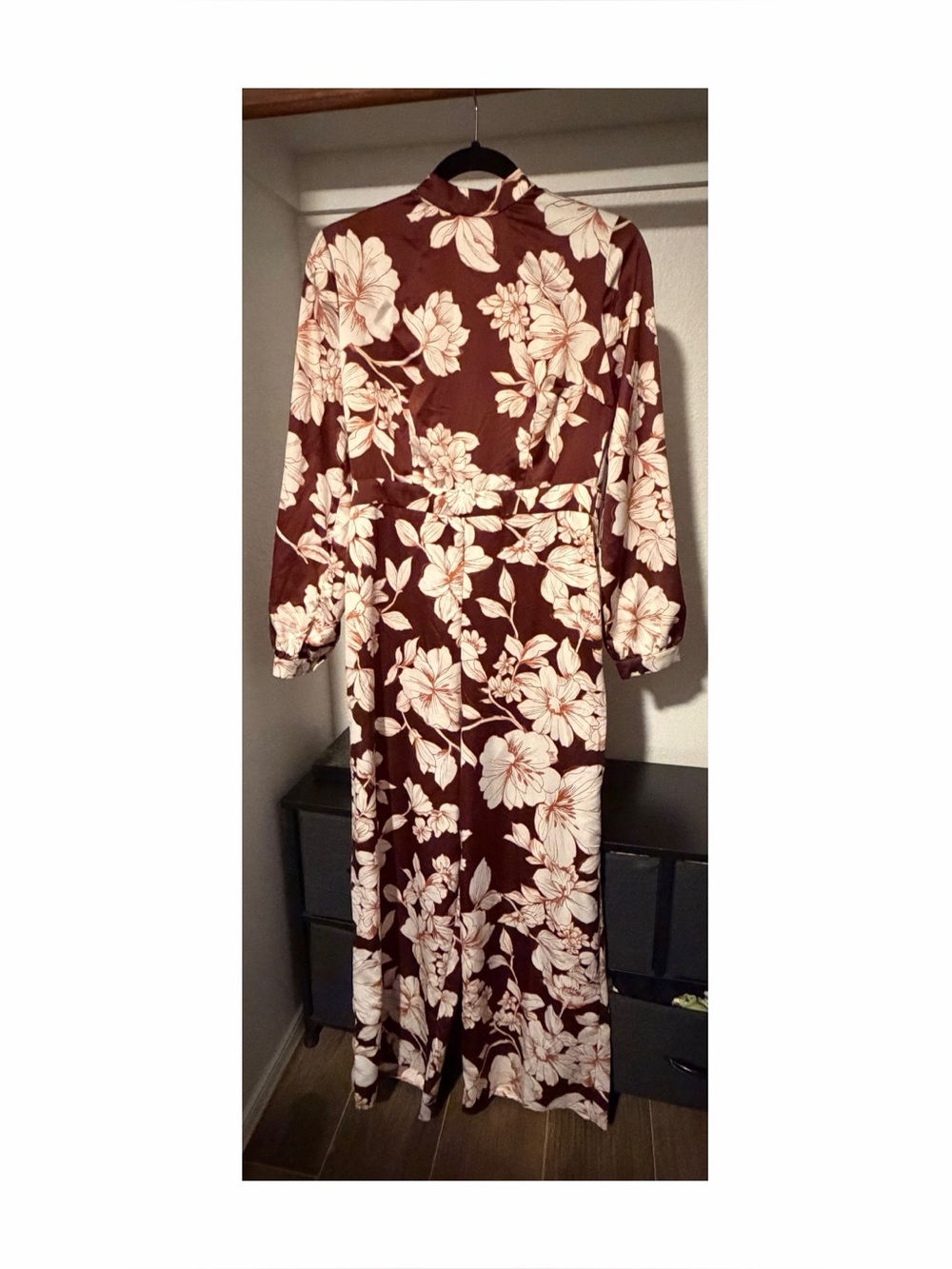 Forever 21 Burgundy Floral Jumpsuit with White Print *SEE DESCRIPTION*